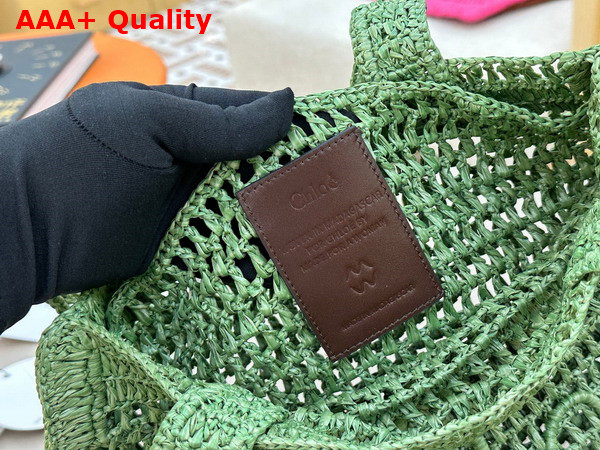 Chloe Summer Banana Tote Bag in Tea Leaf Green Raffia Replica