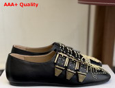 Chloe Susanna Flat in Black Buffalo Leather Replica