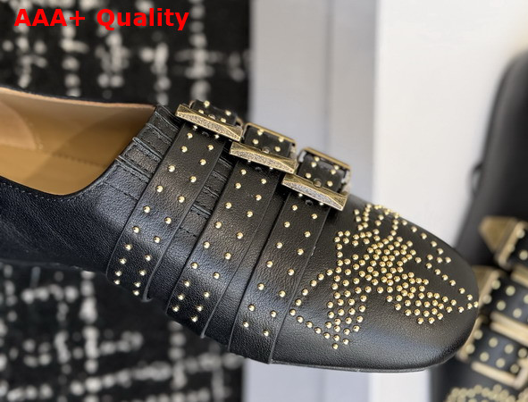 Chloe Susanna Flat in Black Buffalo Leather Replica