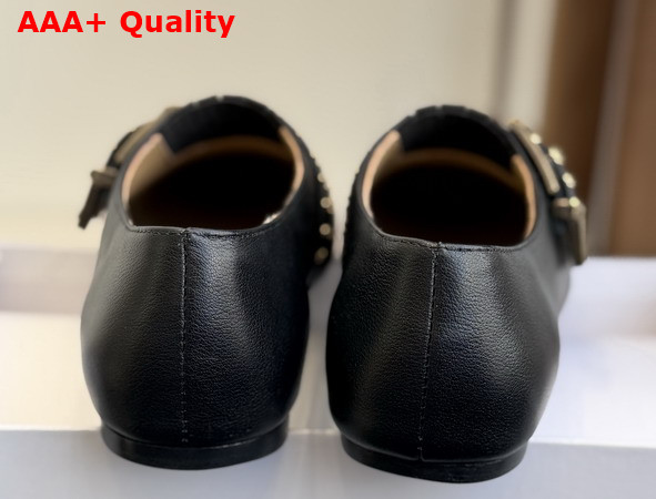 Chloe Susanna Flat in Black Buffalo Leather Replica