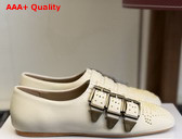 Chloe Susanna Flat in Eggshell Buffalo Leather Replica