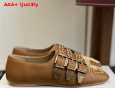 Chloe Susanna Flat in Tan Buffalo Leather Replica