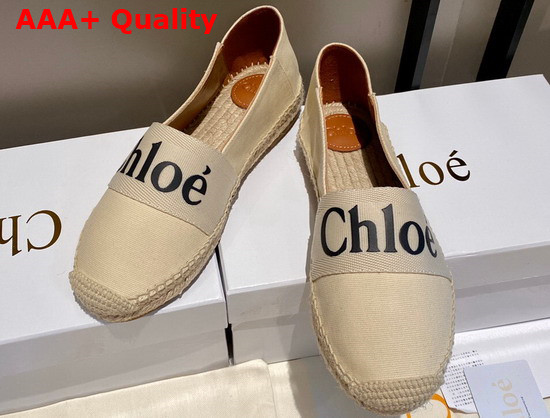 Chloe Woody Espadrilles Leather and Canvas Beige Replica