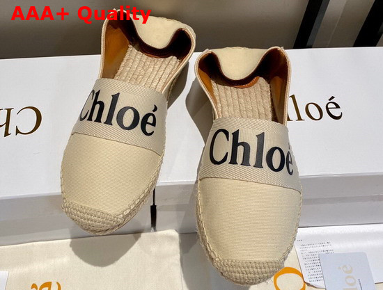 Chloe Woody Espadrilles Leather and Canvas Beige Replica