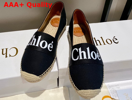 Chloe Woody Espadrilles Leather and Canvas Black Replica