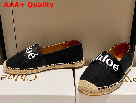 Chloe Woody Espadrilles Leather and Canvas Black Replica