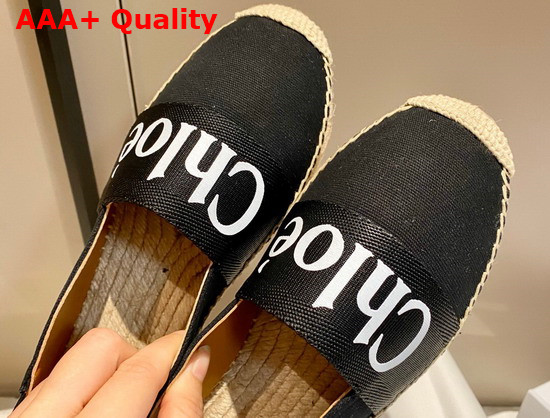 Chloe Woody Espadrilles Leather and Canvas Black Replica