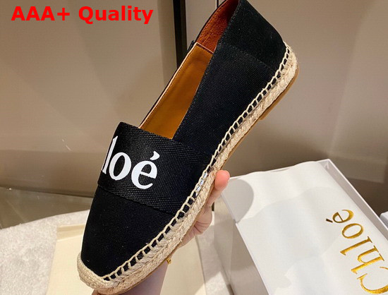 Chloe Woody Espadrilles Leather and Canvas Black Replica