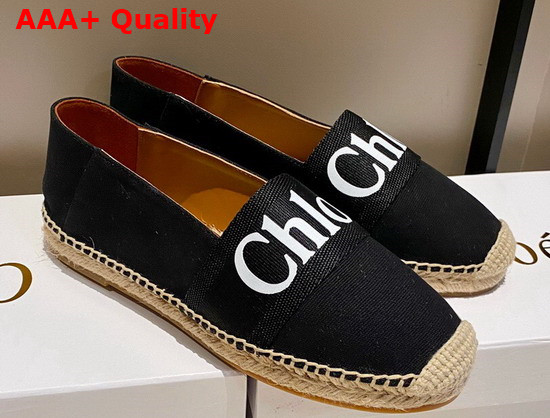 Chloe Woody Espadrilles Leather and Canvas Black Replica