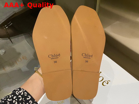 Chloe Woody Flat Mule in Beige Canvas Replica