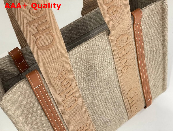 Chloe Woody Tote Bag in Linen Soft Tan Replica