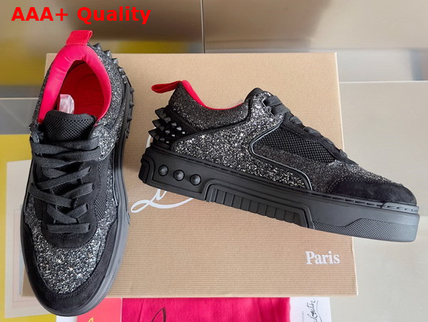 Christian Louboutin Astroloubi Strass Sneaker in Black Veau Velours Replica