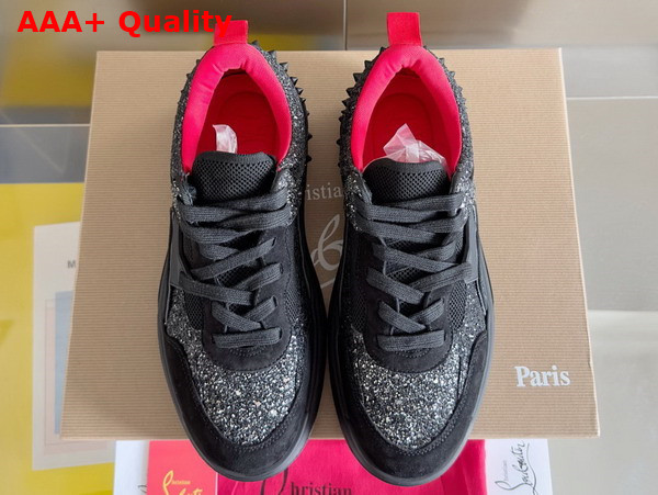 Christian Louboutin Astroloubi Strass Sneaker in Black Veau Velours Replica