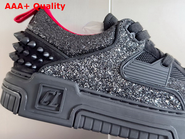 Christian Louboutin Astroloubi Strass Sneaker in Black Veau Velours Replica