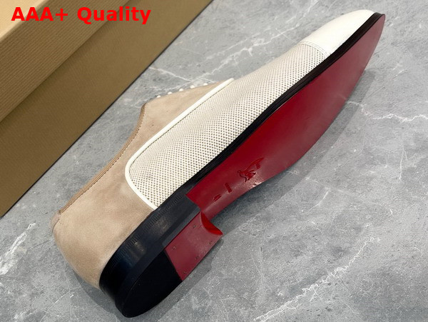 Christian Louboutin Canvas Derbies in Beige Canvas and Calfskin Replica