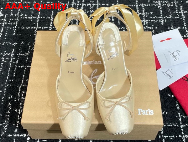 Christian Louboutin Cassia Lace Up 100mm Strappy Pumps Crepe Satin Beige Replica