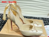 Christian Louboutin Cassia Lace Up 100mm Strappy Pumps Crepe Satin Beige Replica