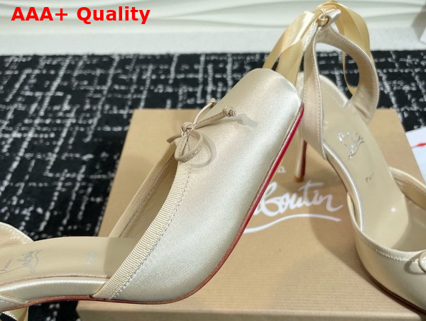 Christian Louboutin Cassia Lace Up 100mm Strappy Pumps Crepe Satin Beige Replica