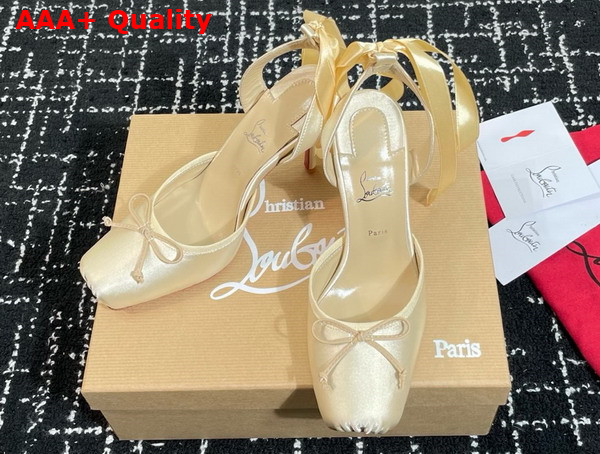 Christian Louboutin Cassia Lace Up 100mm Strappy Pumps Crepe Satin Beige Replica