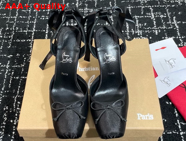 Christian Louboutin Cassia Lace Up 100mm Strappy Pumps Crepe Satin Black Replica