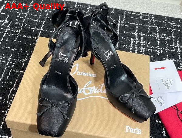 Christian Louboutin Cassia Lace Up 100mm Strappy Pumps Crepe Satin Black Replica