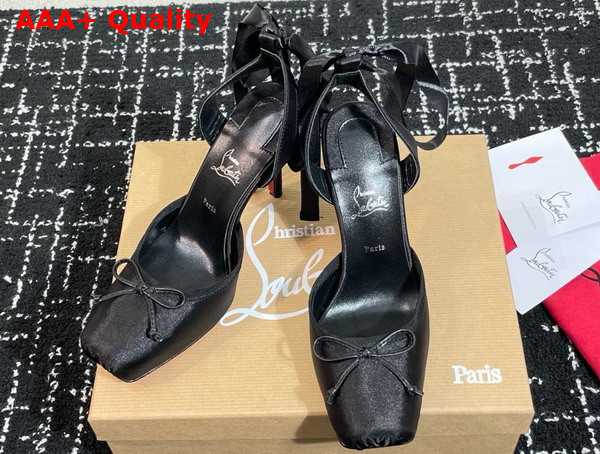 Christian Louboutin Cassia Lace Up 100mm Strappy Pumps Crepe Satin Black Replica
