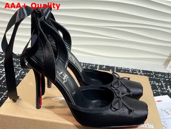 Christian Louboutin Cassia Lace Up 100mm Strappy Pumps Crepe Satin Black Replica