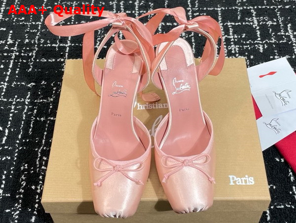 Christian Louboutin Cassia Lace Up 100mm Strappy Pumps Crepe Satin Blush Replica