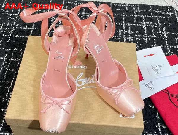 Christian Louboutin Cassia Lace Up 100mm Strappy Pumps Crepe Satin Blush Replica