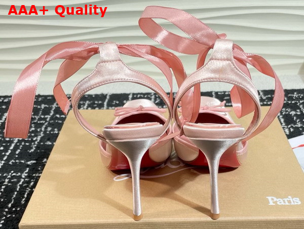 Christian Louboutin Cassia Lace Up 100mm Strappy Pumps Crepe Satin Blush Replica