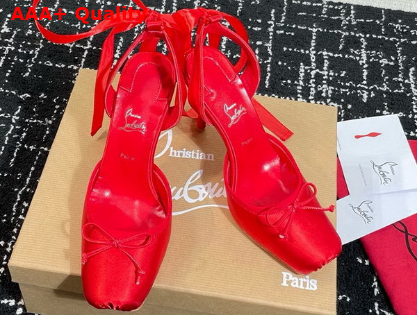 Christian Louboutin Cassia Lace Up 100mm Strappy Pumps Crepe Satin Red Replica