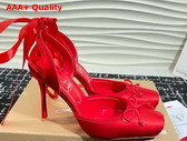 Christian Louboutin Cassia Lace Up 100mm Strappy Pumps Crepe Satin Red Replica