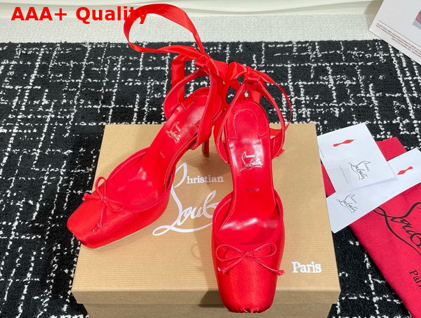 Christian Louboutin Cassia Lace Up 100mm Strappy Pumps Crepe Satin Red Replica