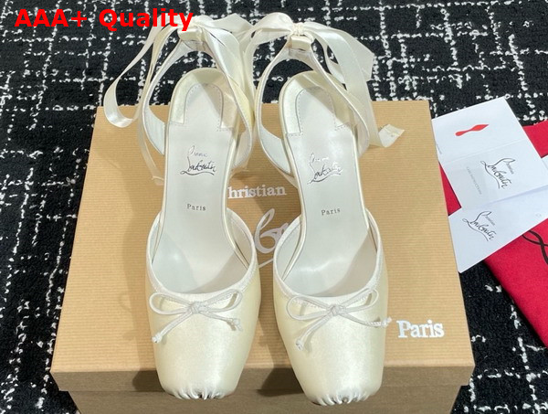 Christian Louboutin Cassia Lace Up 100mm Strappy Pumps Crepe Satin White Replica