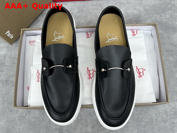 Christian Louboutin Chambeliboat Shoes in Black Calf Leather for Men Replica