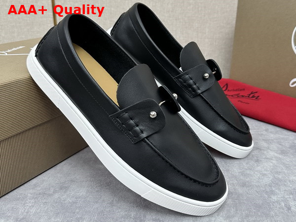 Christian Louboutin Chambeliboat Shoes in Black Calf Leather for Men Replica