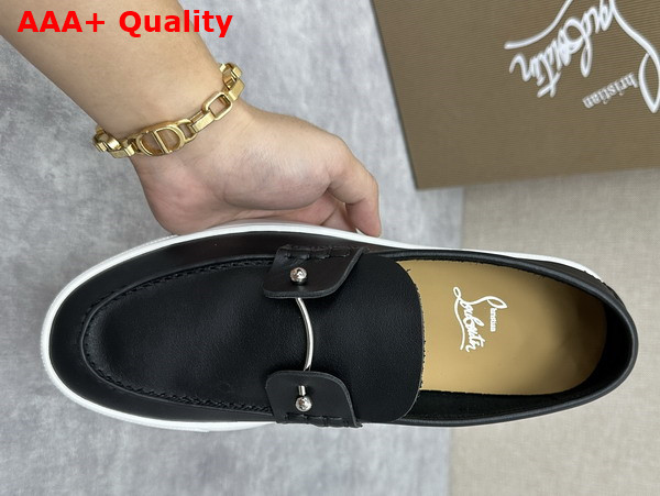 Christian Louboutin Chambeliboat Shoes in Black Calf Leather for Men Replica