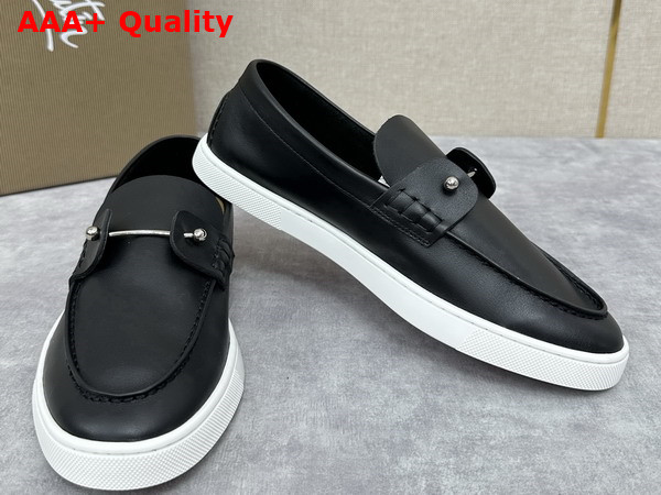 Christian Louboutin Chambeliboat Shoes in Black Calf Leather for Men Replica