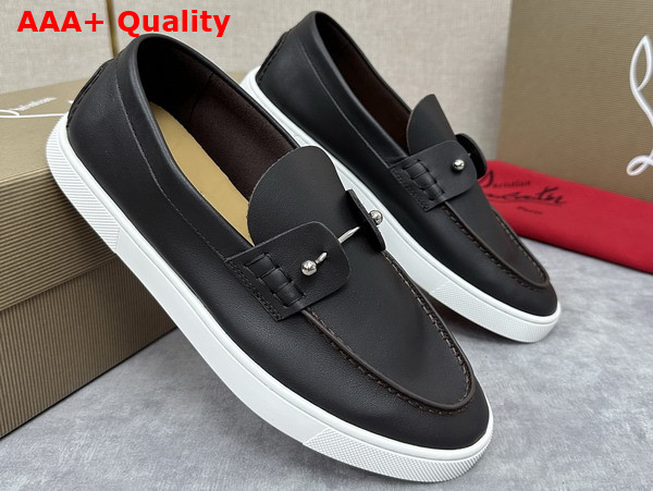 Christian Louboutin Chambeliboat Shoes in Chocolate Calf Leather for Men Replica