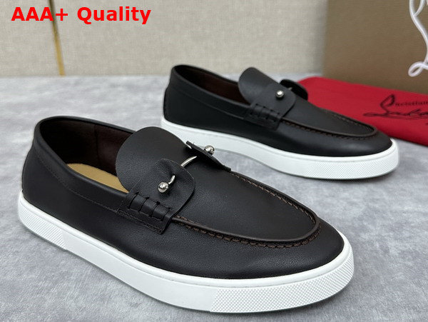 Christian Louboutin Chambeliboat Shoes in Chocolate Calf Leather for Men Replica