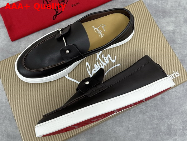 Christian Louboutin Chambeliboat Shoes in Chocolate Calf Leather for Men Replica
