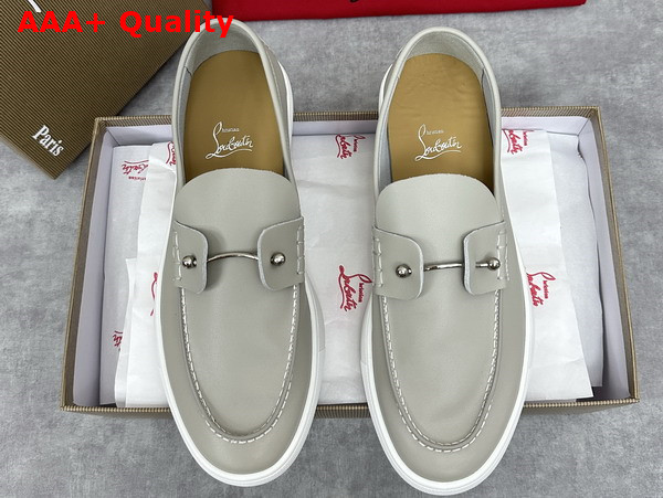 Christian Louboutin Chambeliboat Shoes in Grey Calf Leather for Men Replica