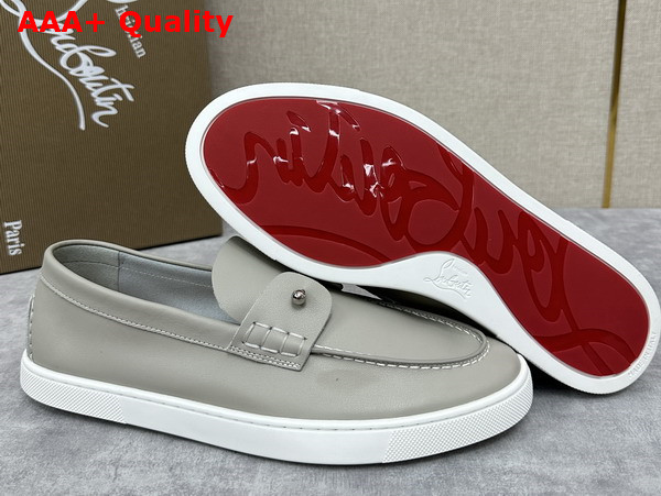 Christian Louboutin Chambeliboat Shoes in Grey Calf Leather for Men Replica