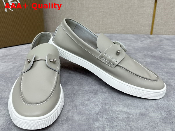 Christian Louboutin Chambeliboat Shoes in Grey Calf Leather for Men Replica