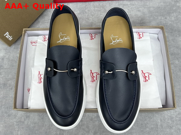Christian Louboutin Chambeliboat Shoes in Marine Calf Leather for Men Replica