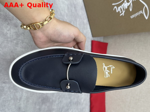 Christian Louboutin Chambeliboat Shoes in Marine Calf Leather for Men Replica