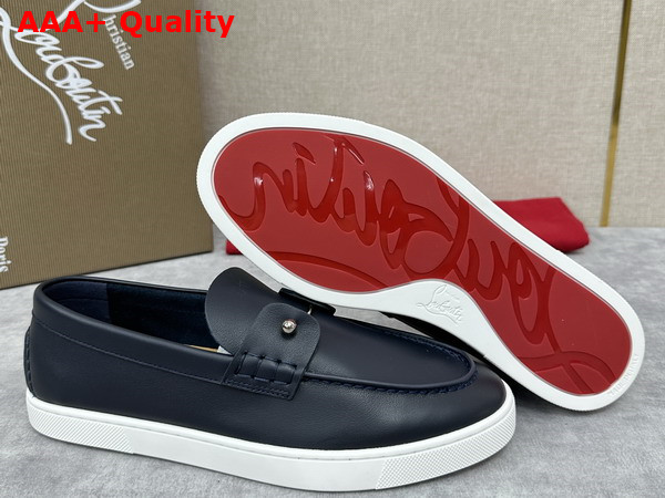 Christian Louboutin Chambeliboat Shoes in Marine Calf Leather for Men Replica