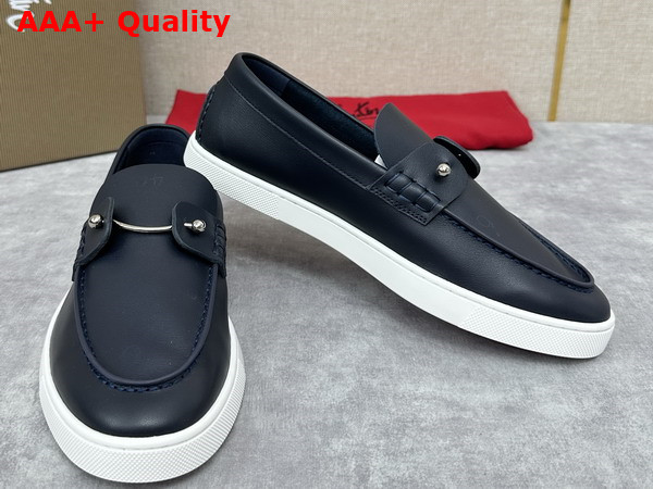 Christian Louboutin Chambeliboat Shoes in Marine Calf Leather for Men Replica