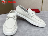 Christian Louboutin Chambeliboat Shoes in White Calf Leather for Men Replica