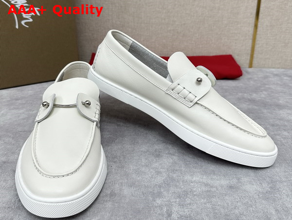 Christian Louboutin Chambeliboat Shoes in White Calf Leather for Men Replica